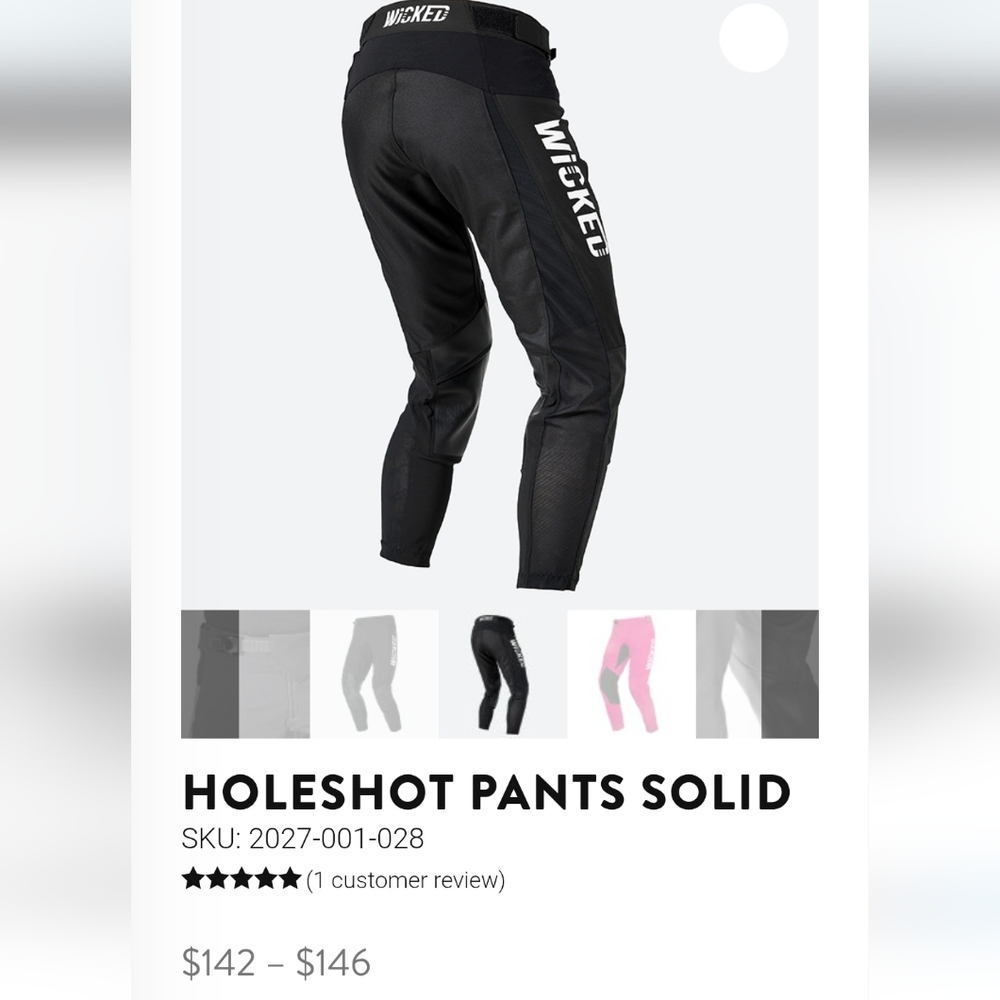 Black Unisex Motocross Dirtbike Pants 28 WICKED